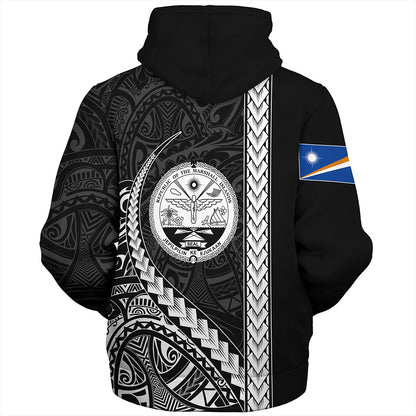 Marshall Islands Sherpa Hoodie Tribal Micronesian Coat Of Arms