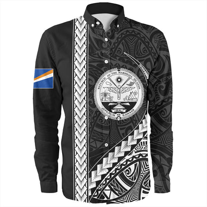 Marshall Islands Long Sleeve Shirt Tribal Micronesian Coat Of Arms