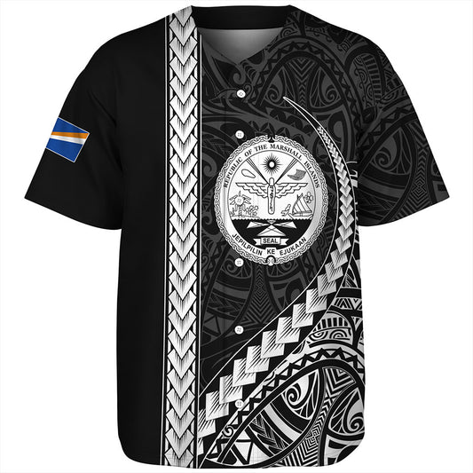 Marshall Islands Baseball Shirt Tribal Micronesian Coat Of Arms
