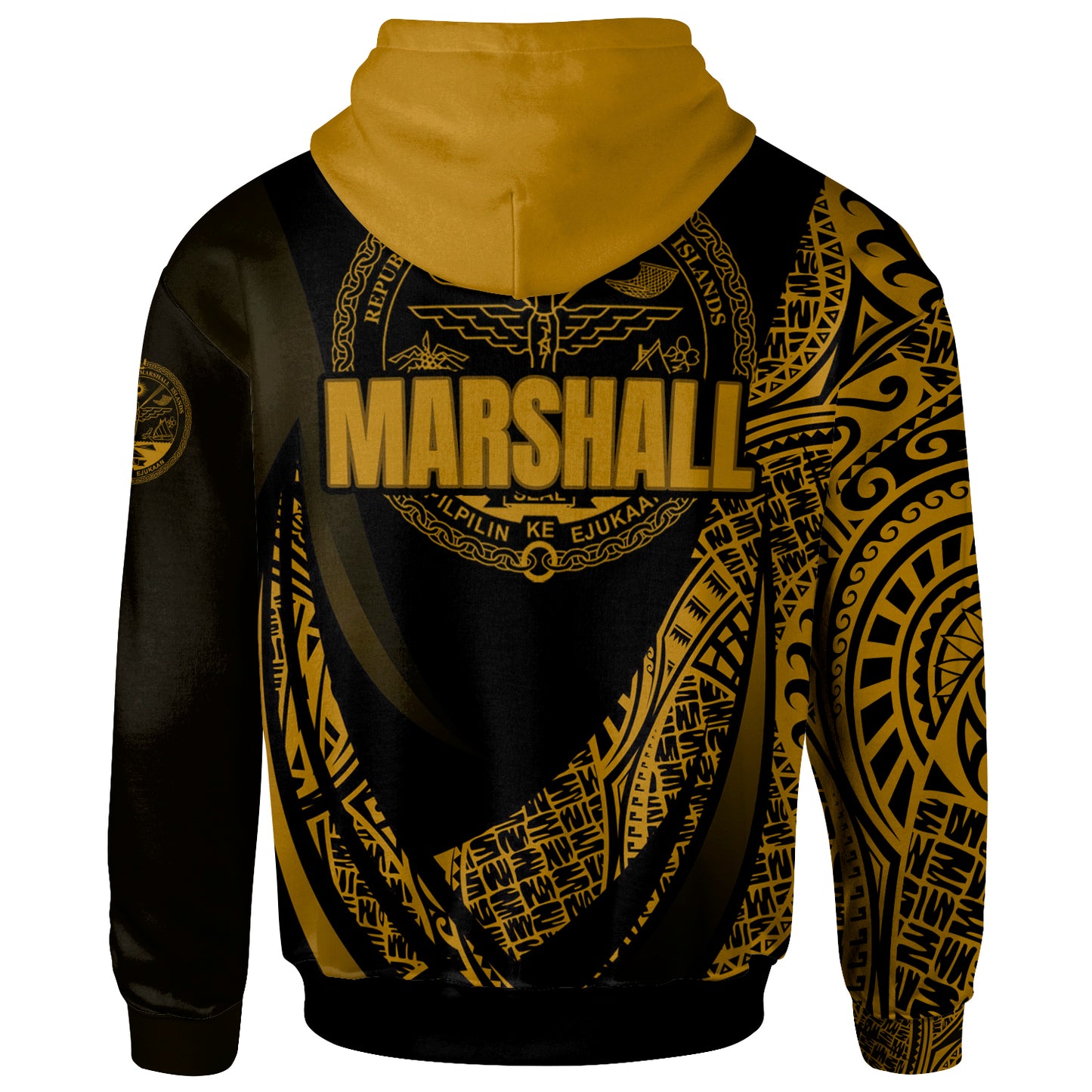 Marshall Hoodie - Gold Polynesian Patterns Sport Style