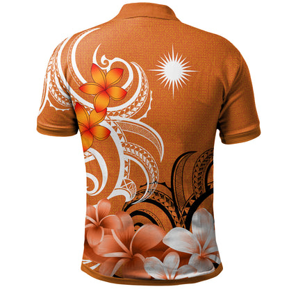 Marshall Islands Polo Shirt Custom Personalised Floral Spirit Orange
