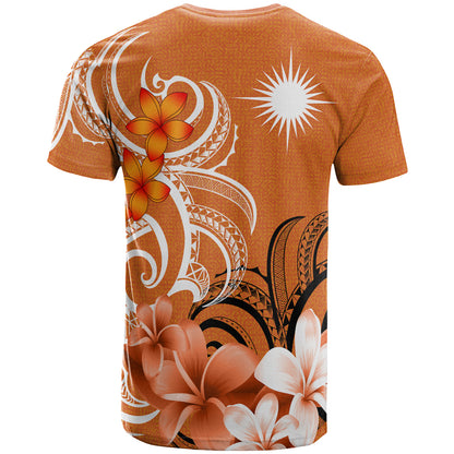 Marshall Islands T-Shirt Custom Personalised Floral Spirit Orange