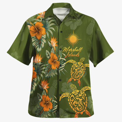 Guam Custom Personalised Hawaiian Shirt Polynesian Floral Spirit Orange