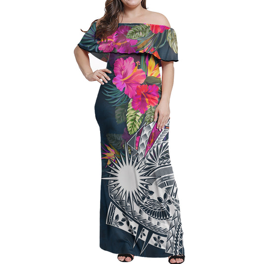 Marshall Islands Off Shoulder Long Dress Polynesian Summer Vibes
