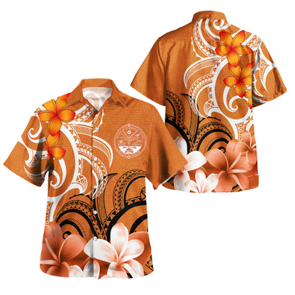 Nauru Custom Personalised Hawaiian Shirt Polynesian Floral Spirit Orange