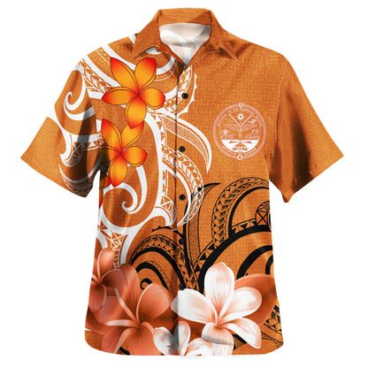 Nauru Custom Personalised Hawaiian Shirt Polynesian Floral Spirit Orange