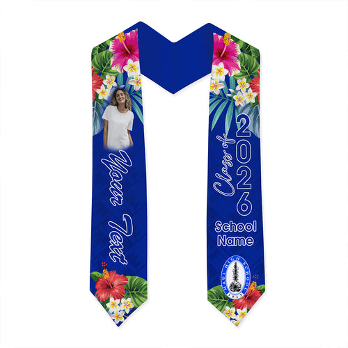 Hawaii Graduation Stole Custom Maui High School Class 2026 Tropical Hibiscus Island Style