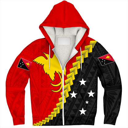 Papua New Guinea Sherpa Hoodie Melanesia With Flag Tribal Tattoo