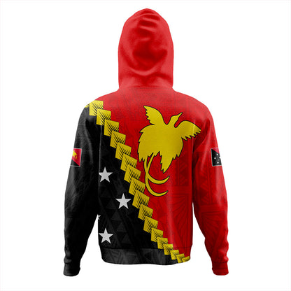 Papua New Guinea Hoodie Melanesia With Flag Tribal Tattoo
