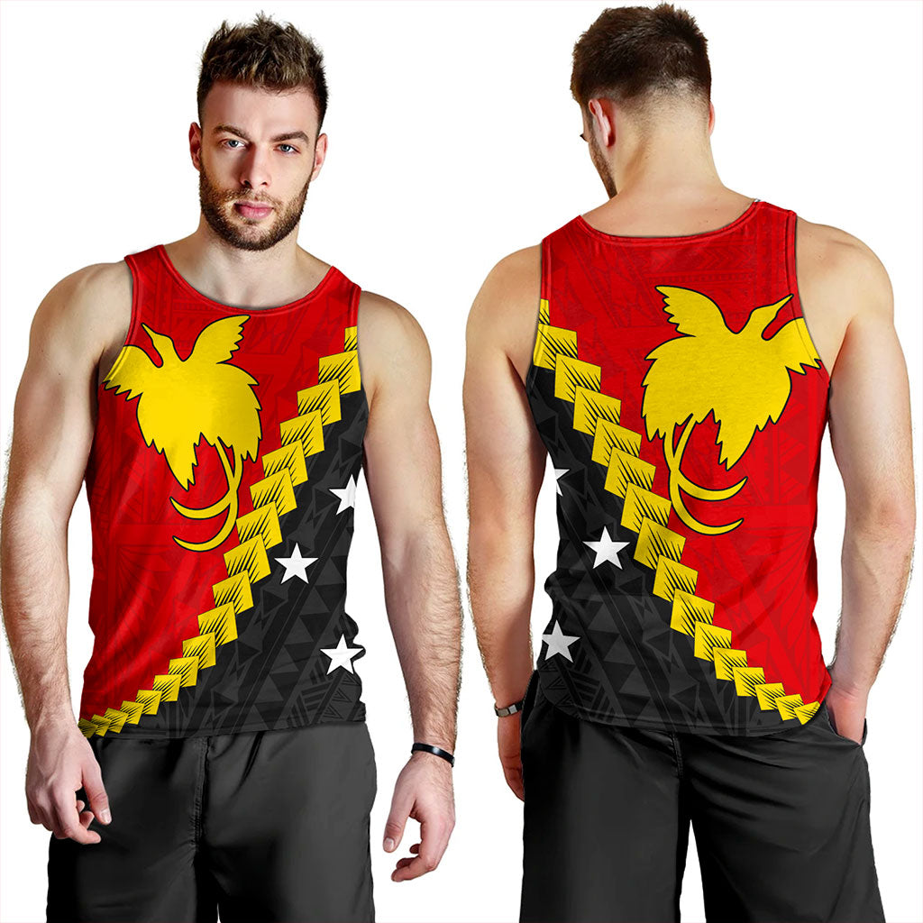 Papua New Guinea Tank Top Melanesia With Flag Tribal Tattoo