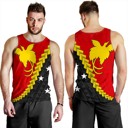 Papua New Guinea Tank Top Melanesia With Flag Tribal Tattoo
