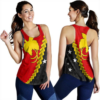 Papua New Guinea Women Tank Melanesia With Flag Tribal Tattoo