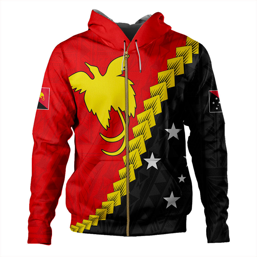 Papua New Guinea Hoodie Melanesia With Flag Tribal Tattoo