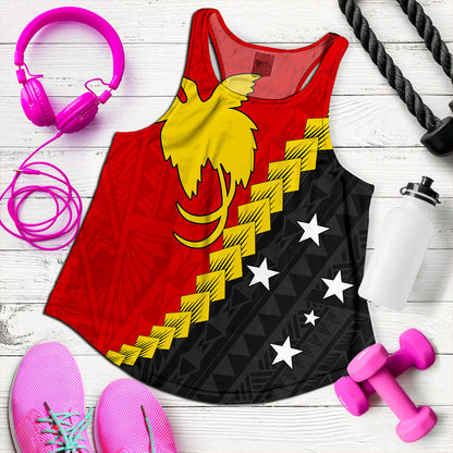 Papua New Guinea Women Tank Melanesia With Flag Tribal Tattoo