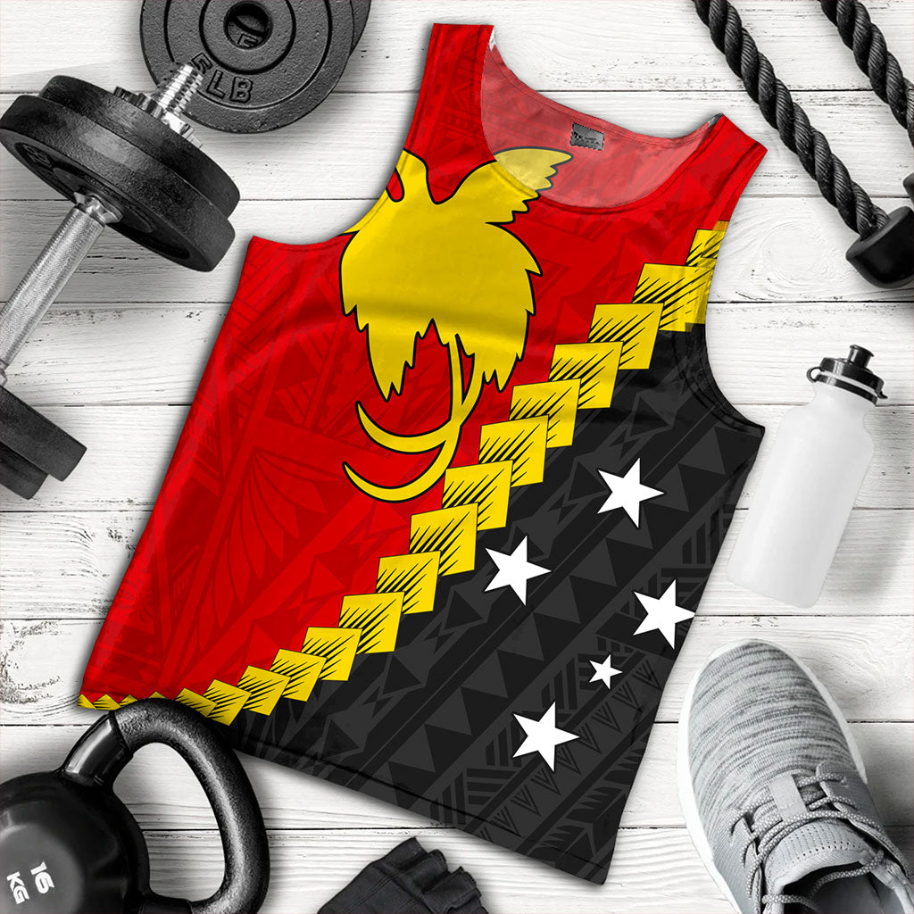 Papua New Guinea Tank Top Melanesia With Flag Tribal Tattoo