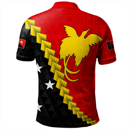 Papua New Guinea Polo Shirt Melanesia With Flag Tribal Tattoo