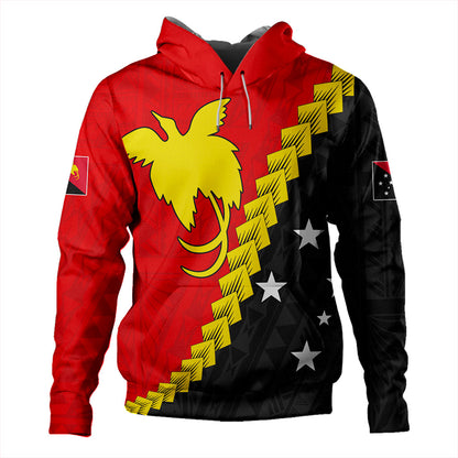 Papua New Guinea Hoodie Melanesia With Flag Tribal Tattoo