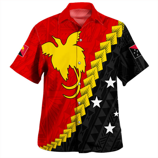 Papua New Guinea Hawaiian Shirt Melanesia With Flag Tribal Tattoo