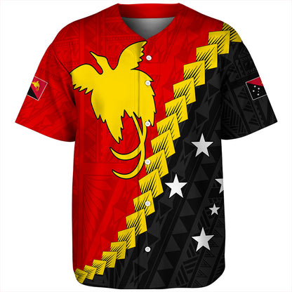 Papua New Guinea Baseball Shirt Melanesia With Flag Tribal Tattoo