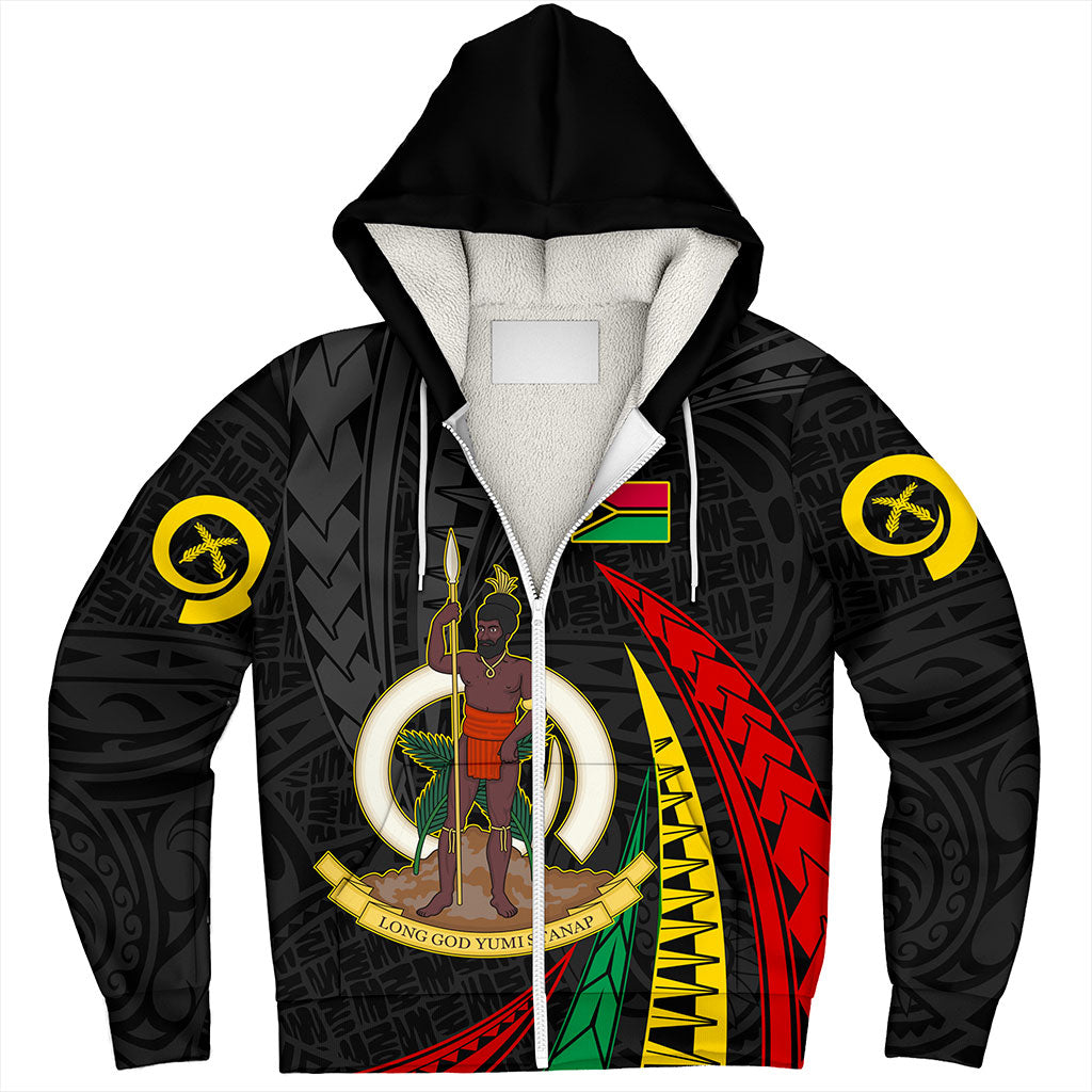 Vanuatu Sherpa Hoodie Melanesian Tribal Wave