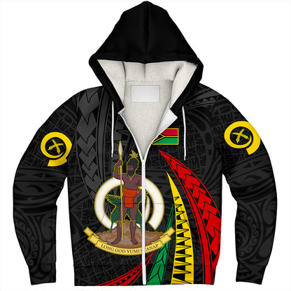 Vanuatu Sherpa Hoodie Melanesian Tribal Wave