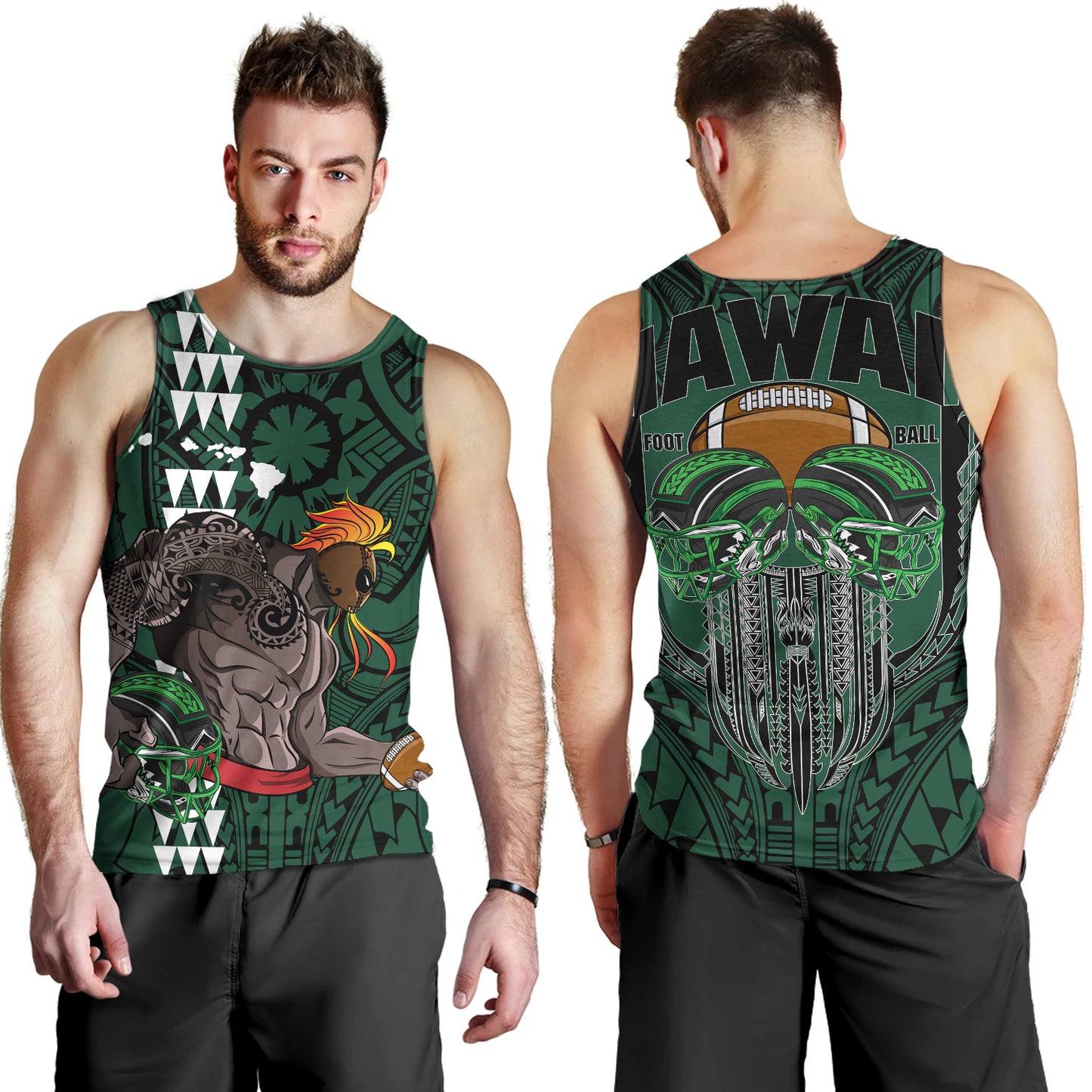 Hawaii Tank Top Map Kanaka Football Style
