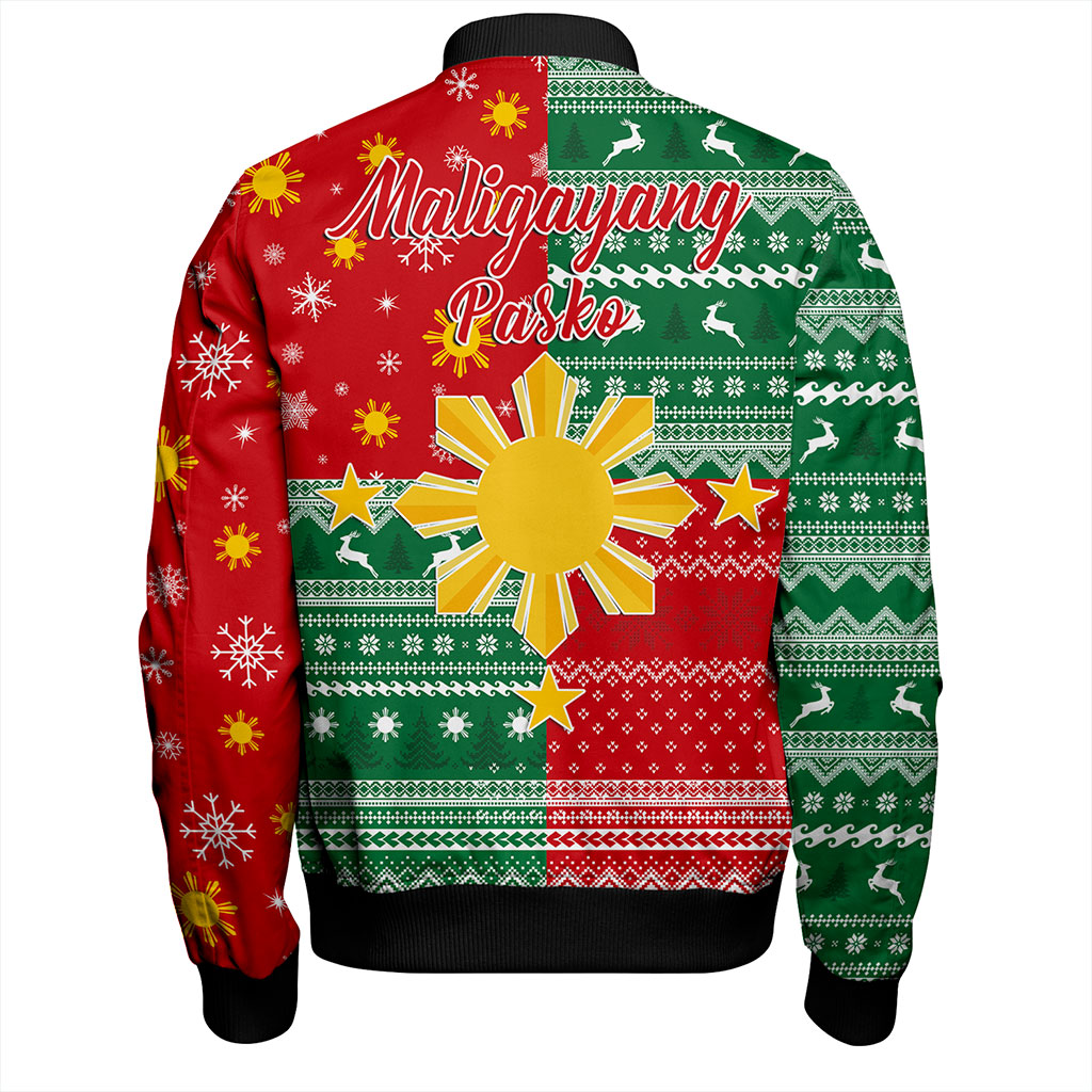 Philippines Filipinos Bomber Jacket Merry Christmas Pattern Sun Style