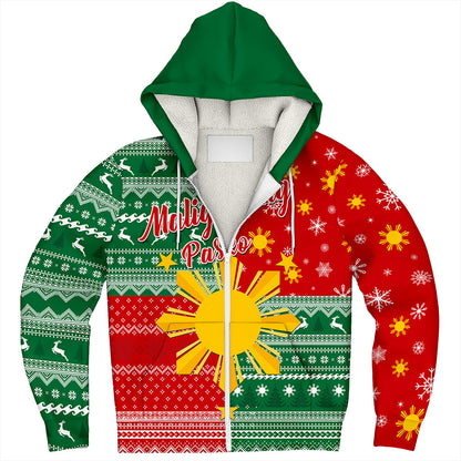 Philippines Filipinos Sherpa Hoodie Merry Christmas Pattern Sun Style