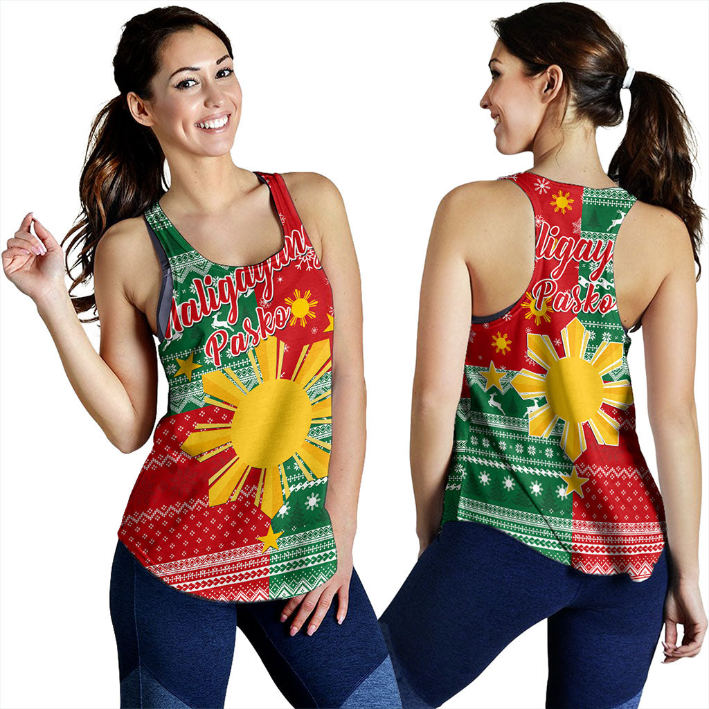 Philippines Filipinos Women Tank Merry Christmas Pattern Sun Style