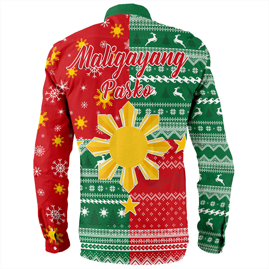 Philippines Filipinos Long Sleeve Shirt Merry Christmas Pattern Sun Style