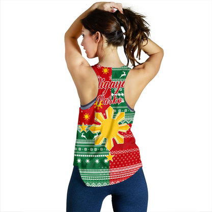 Philippines Filipinos Women Tank Merry Christmas Pattern Sun Style