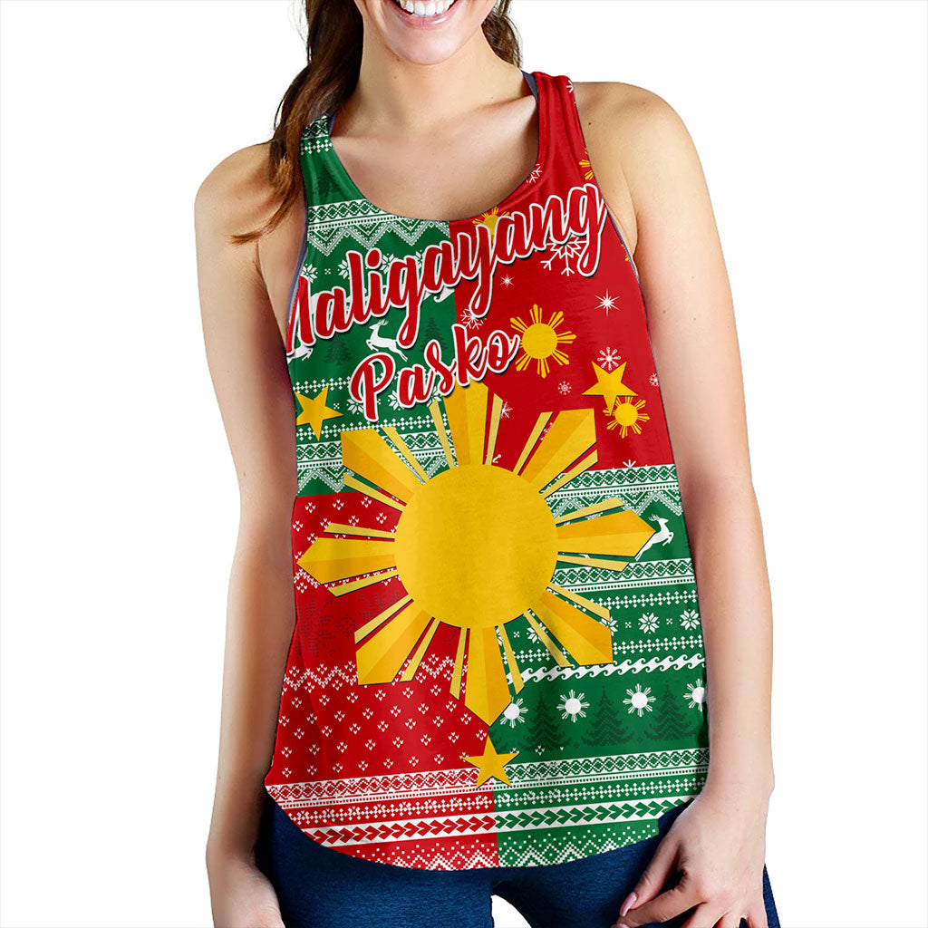 Philippines Filipinos Women Tank Merry Christmas Pattern Sun Style