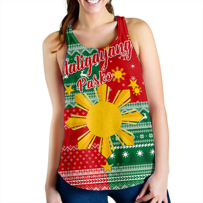 Philippines Filipinos Women Tank Merry Christmas Pattern Sun Style