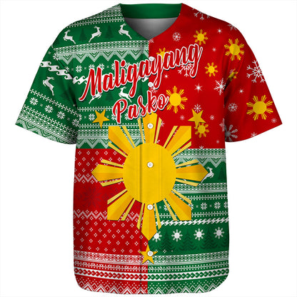Philippines Filipinos Baseball Shirt Merry Christmas Pattern Sun Style