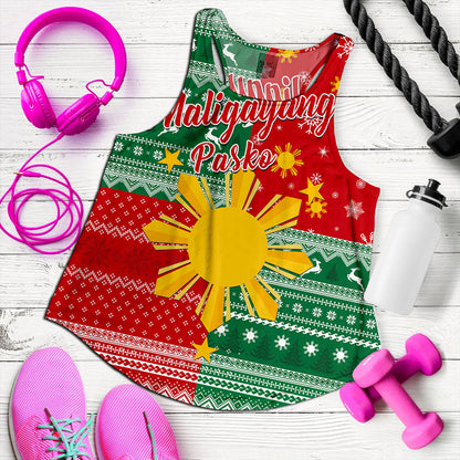 Philippines Filipinos Women Tank Merry Christmas Pattern Sun Style