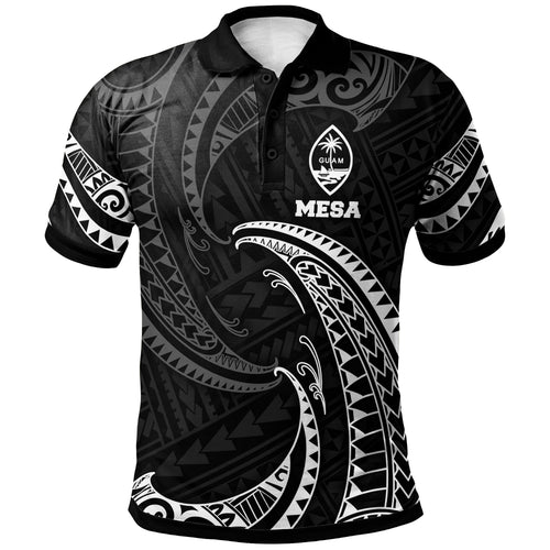 CUSTOM Mesa Guam Polynesian Polo Shirt - White Tribal Wave