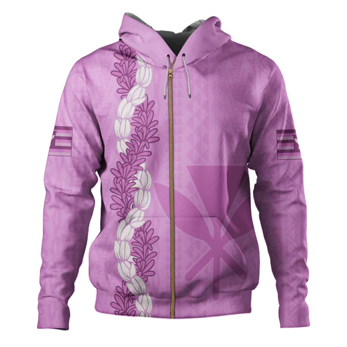 Hawaii Hoodie Flower Lei Kanaka Maoli Polynesia Island Style