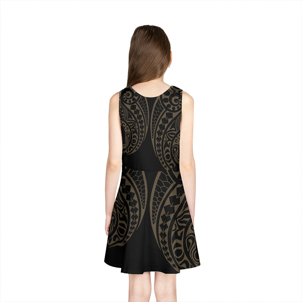 Federated States of Micronesia Girls Sleeveless Sundress Kakau Style Gold