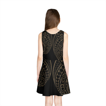 Federated States of Micronesia Girls Sleeveless Sundress Kakau Style Gold