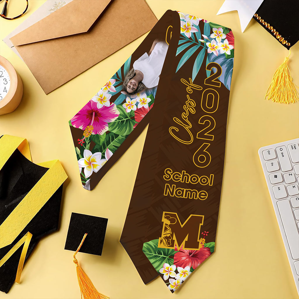 Hawaii Graduation Stole Custom Mililani High School Class 2026 Tropical Hibiscus Island Style