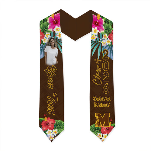Hawaii Graduation Stole Custom Mililani High School Class 2026 Tropical Hibiscus Island Style