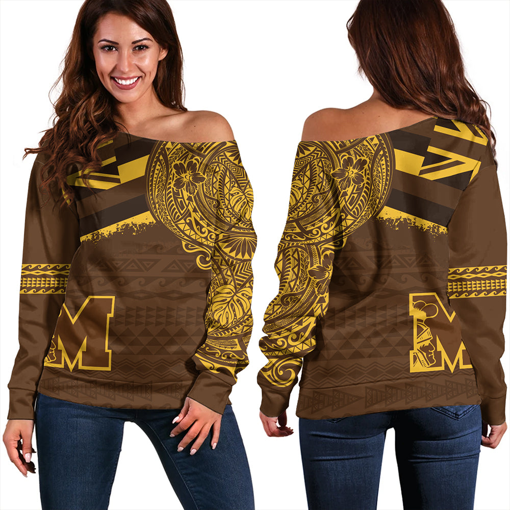 Hawaii Off Shoulder Sweatshirt Mililani High School With Crest Style