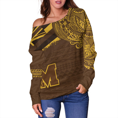 Hawaii Off Shoulder Sweatshirt Mililani High School With Crest Style