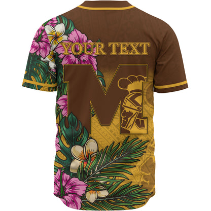 Hawaii Custom Personalised Baseball Shirt - Mililani Trojan High School Hawaiian Tropical Flowers Baseball Shirt