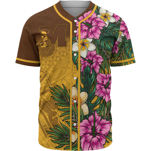 Hawaii Custom Personalised Baseball Shirt - Mililani Trojan High School Hawaiian Tropical Flowers Baseball Shirt