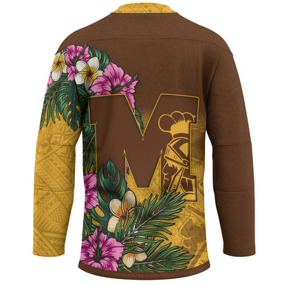 Hawaii Custom Personalised Hockey Jersey  - Mililani Trojan High School Hawaiian Tropical Flowers Hockey Jersey