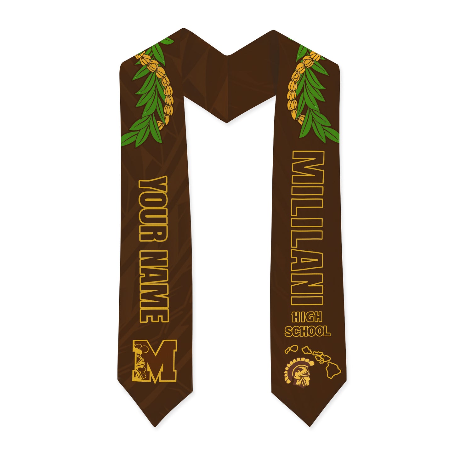 Hawaii Graduation Stole Custom Mililani High School Polynesian Lei