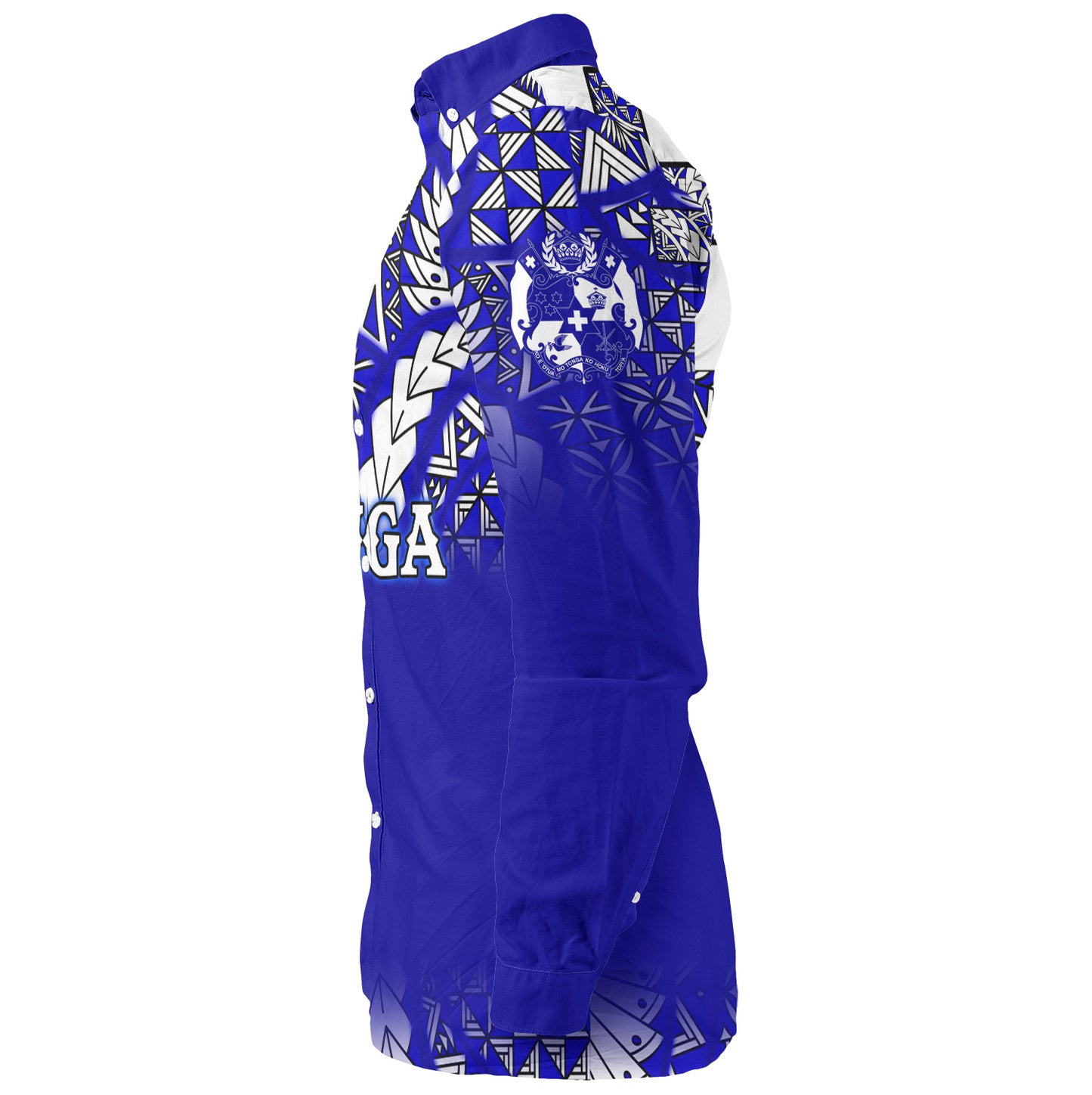 Tonga Long Sleeve Shirt Tonga Blue Color With Traditional Patterns