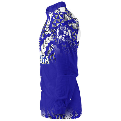 Tonga Long Sleeve Shirt Tonga Blue Color With Traditional Patterns