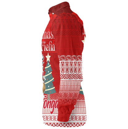 Tonga Long Sleeve Shirt Kilisimasi Fiefia Rugby Santa Style